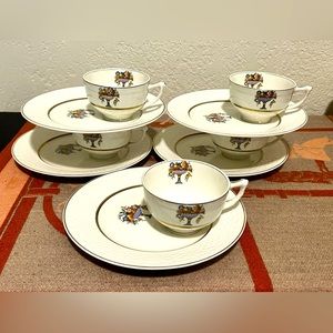 Set Of 5 Vintage Made In England Tea/Snack Plates/Cups. Fruit Bowl Handpainted